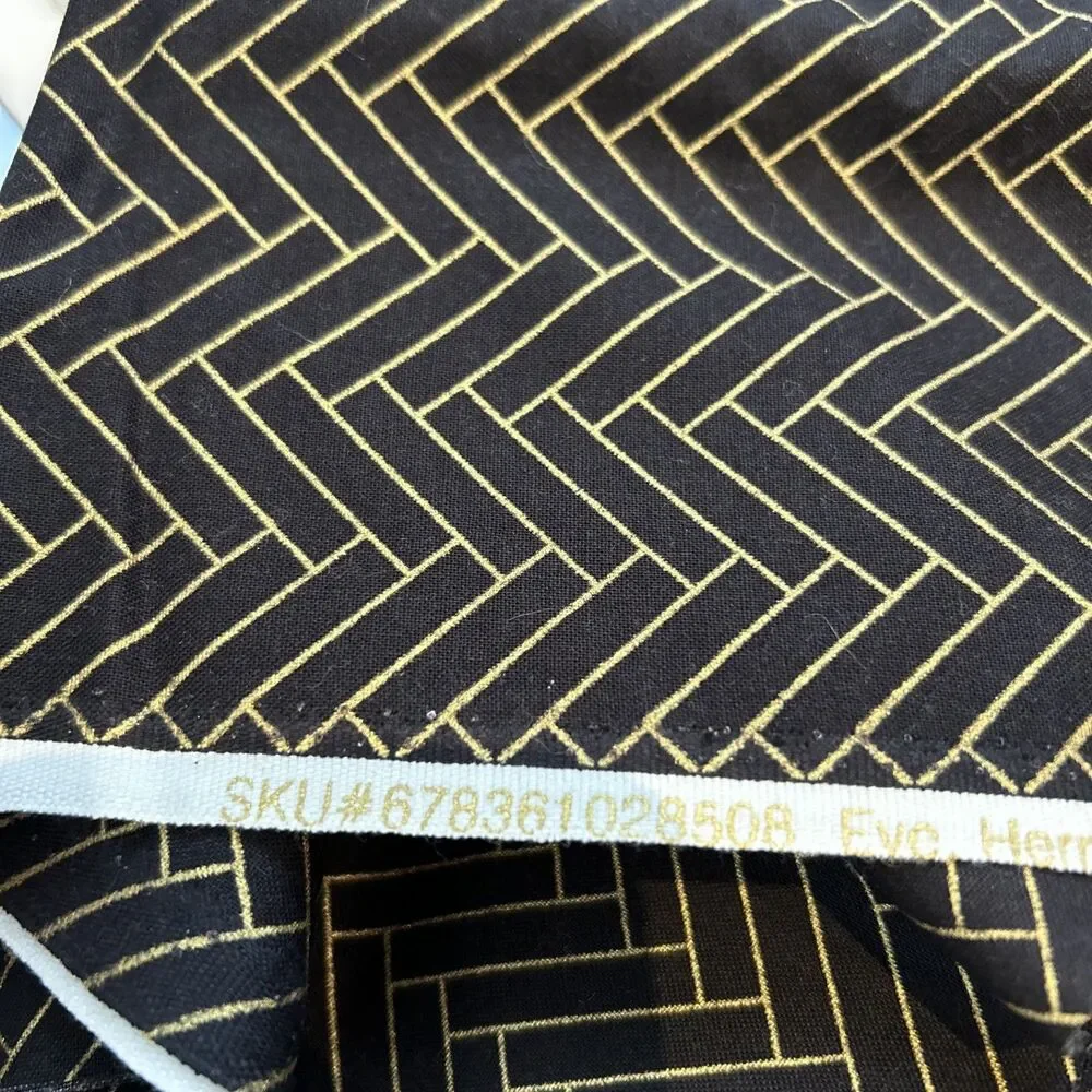 Emma &  Mila Cotton Quilting Fabric Black Gold Herringbone Print 30